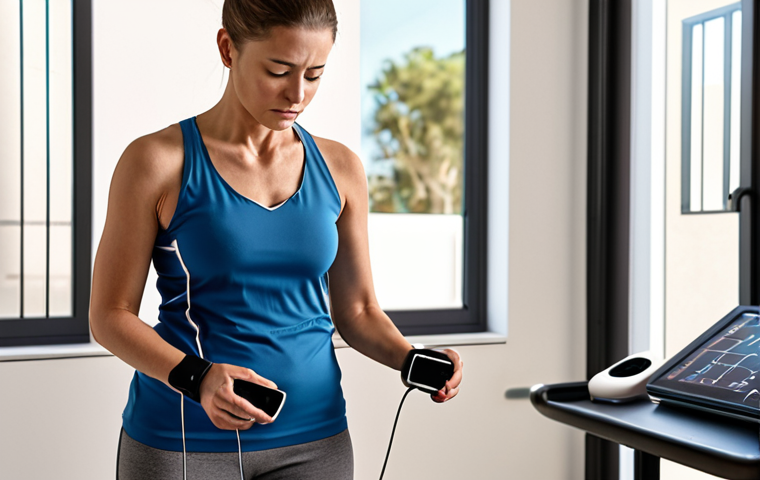 **Image Prompt:** A patient engaging in personalized exercise rehabilitation using AI, showcasing wearable devices collecting data (heart rate, steps, posture). The scene highlights the integration of technology for optimized recovery.